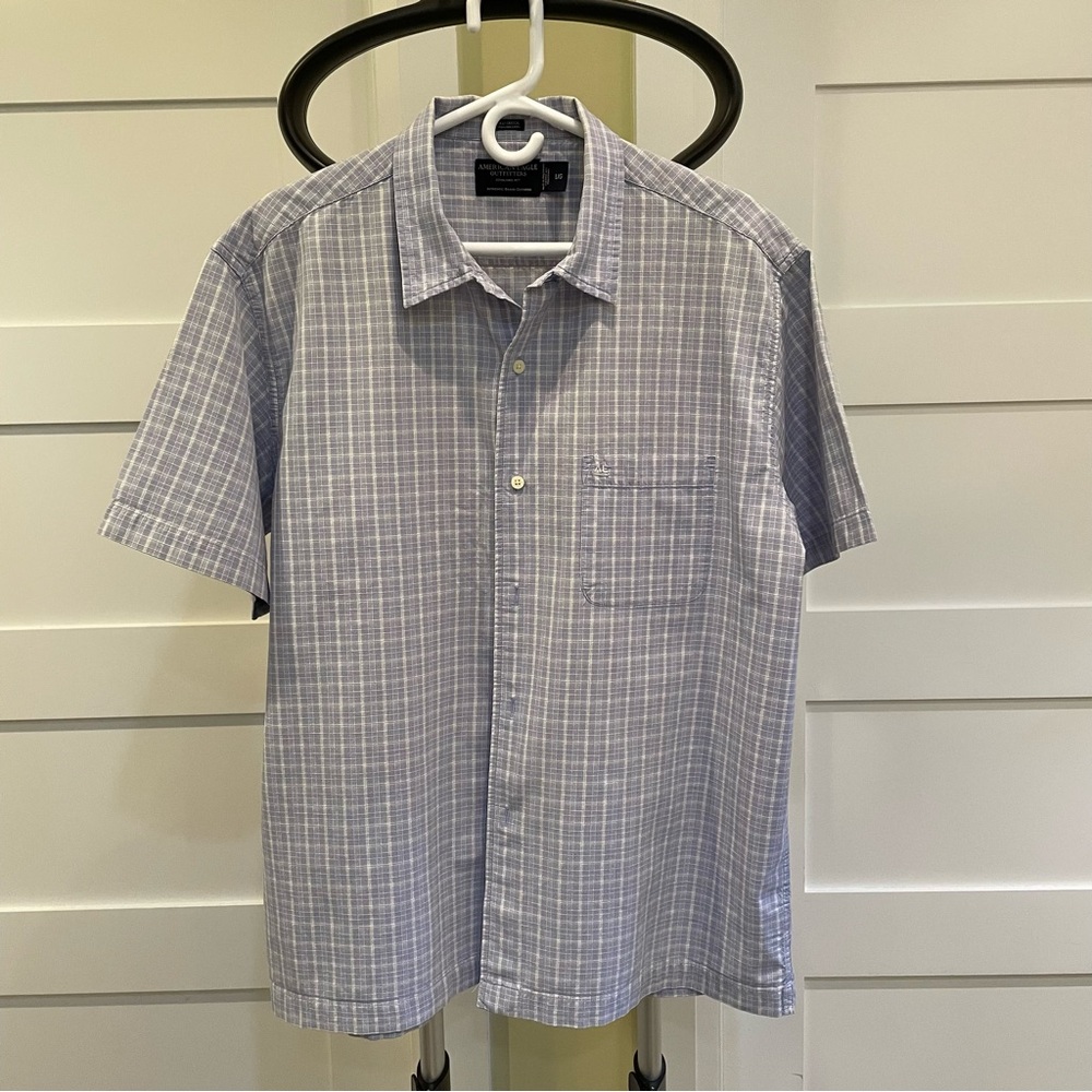 Men's Blue Checkered Shirt by American Eagle